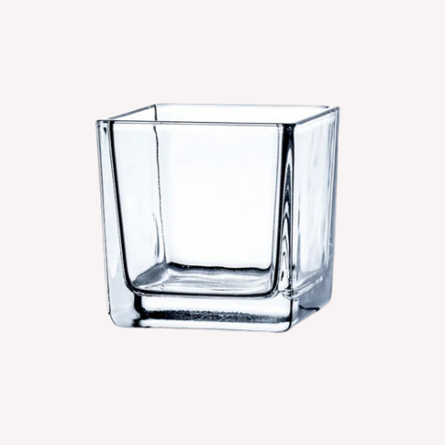 Verre à bougie cube transparent